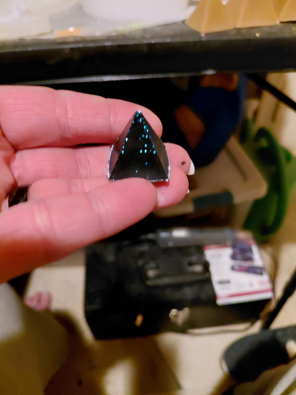 Handheld Black Glass Pyramid Accent - Decorative Home Accent
